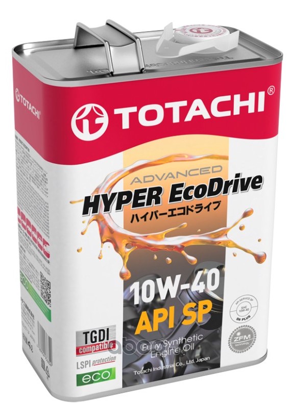 TOTACHI HYPER EcoDrive 10W-40, синтетика, 4л. CF, SN, SN+, SP