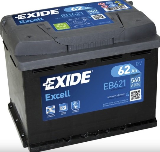 Exide Excell EB621 (62 Ач) 540 А (EN), полярность: прямая