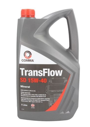 Масло моторное минеральное COMMA TRANSFLOW SD SAE 15W40. ACEA A3B4 E7, API CI-4 SL.