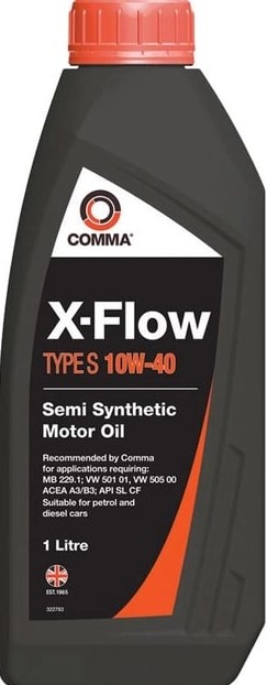 Масло моторное полусинтетическое COMMA X-FLOW TYPE S 10W40, 1л., API SLCF, ACEA A3B3,